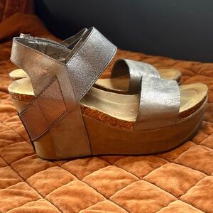 Pierre Dumas Metallic Silver Wedges